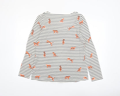 Joules Womens Multicoloured Size 14 Long Sleeve Striped Tiger Print Cotton T-Shirt