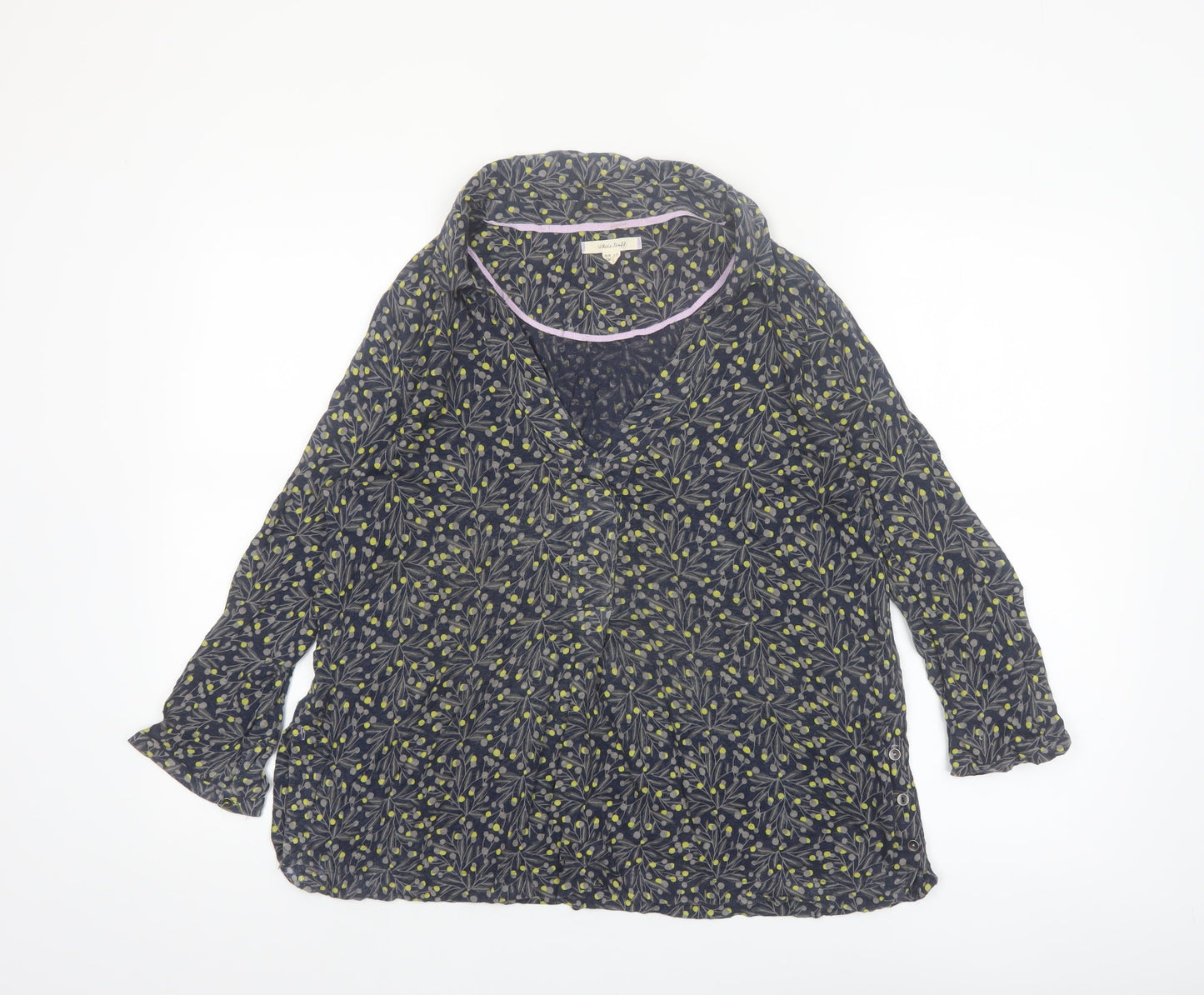 White Stuff Women Blue Floral Linen Viscose Tunic Blouse UK 12