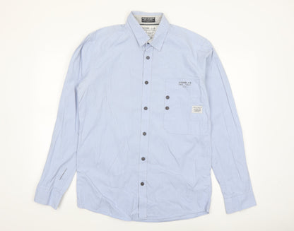 Jack & Jones Men's Blue Long Sleeve Regular Fit Button-Up Shirt Size L