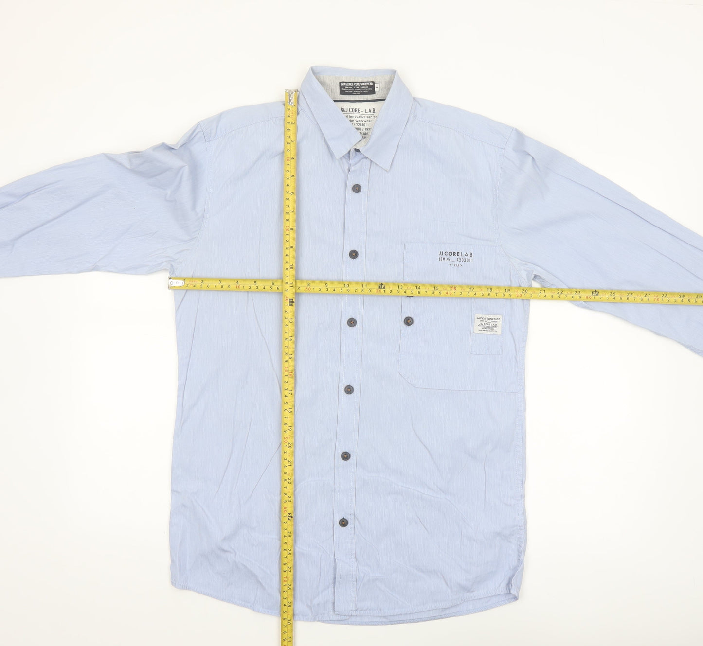 Jack & Jones Men's Blue Long Sleeve Regular Fit Button-Up Shirt Size L