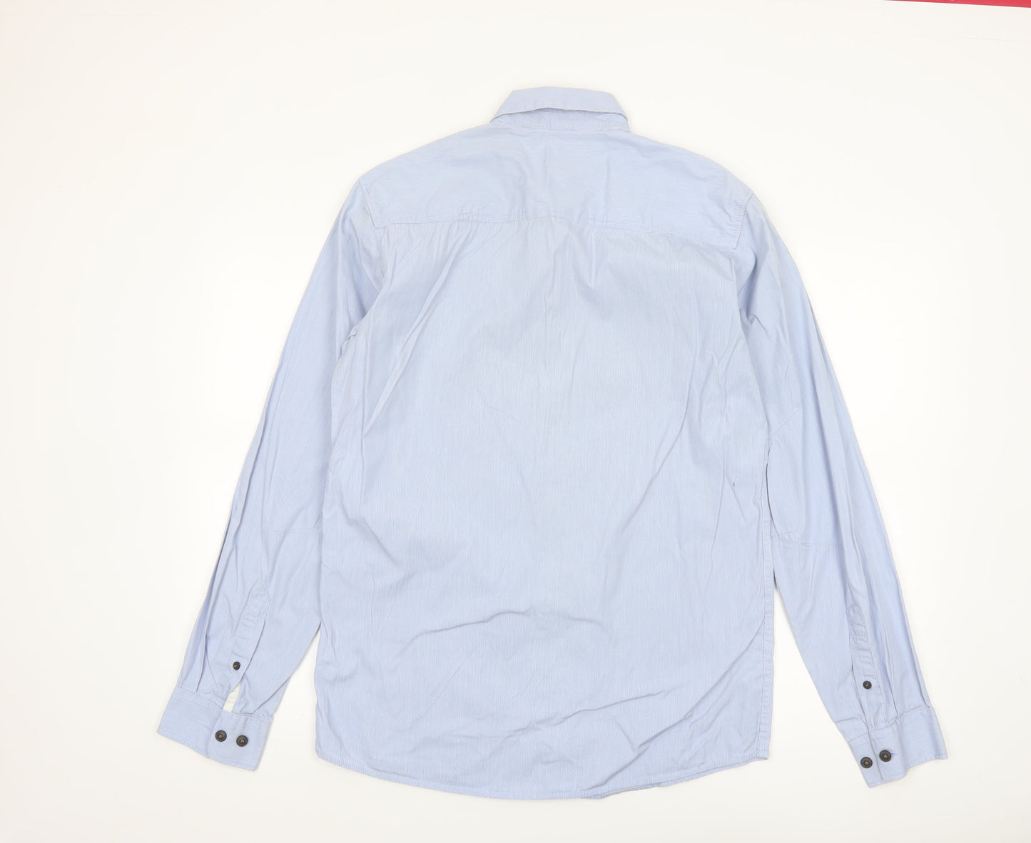 Jack & Jones Men's Blue Long Sleeve Regular Fit Button-Up Shirt Size L
