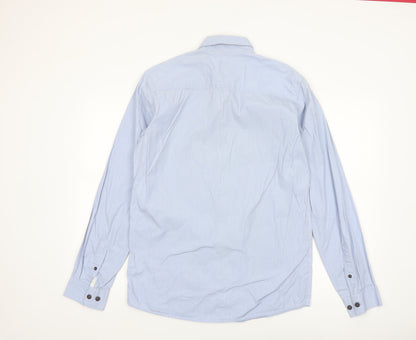 Jack & Jones Men's Blue Long Sleeve Regular Fit Button-Up Shirt Size L