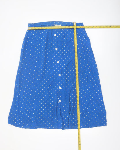 Miss Selfridge Women Blue Polka Dot A-Line Skirt Size 14