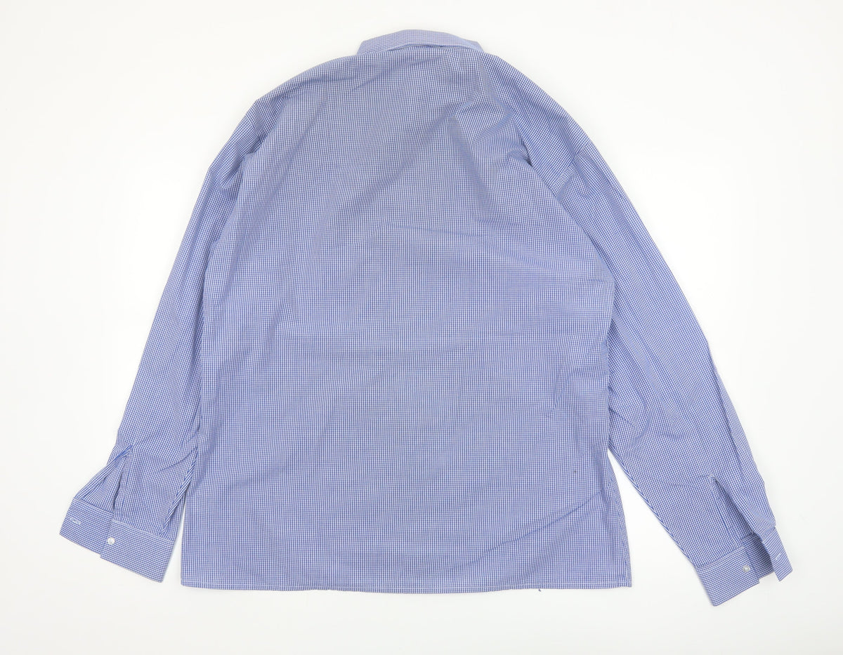 Hunter Men's Blue Check Long Sleeve Button-Up Shirt Size 44