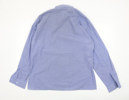 Hunter Men's Blue Check Long Sleeve Button-Up Shirt Size 44
