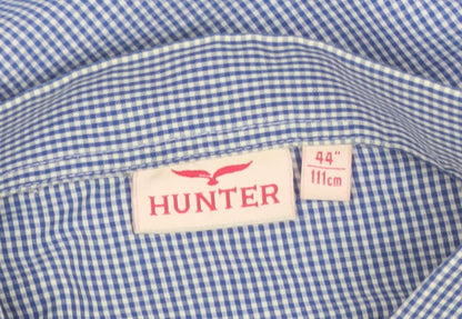 Hunter Men's Blue Check Long Sleeve Button-Up Shirt Size 44