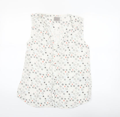 Vero Moda Women's White Star Print Sleeveless Viscose Blouse L