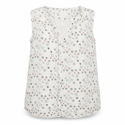 Vero Moda Women's White Star Print Sleeveless Viscose Blouse L