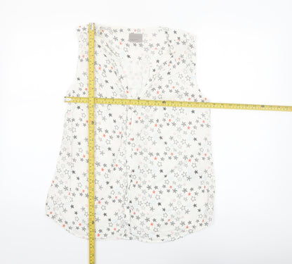 Vero Moda Women's White Star Print Sleeveless Viscose Blouse L