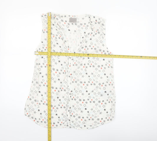 Vero Moda Women's White Star Print Sleeveless Viscose Blouse L