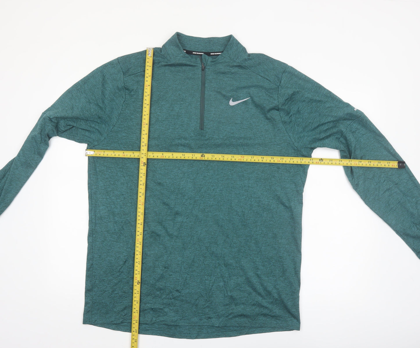Nike Men Green Dri-FIT Long Sleeve 1/4 Zip Running Top M