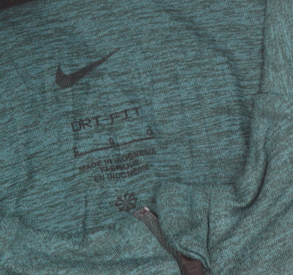 Nike Men Green Dri-FIT Long Sleeve 1/4 Zip Running Top M