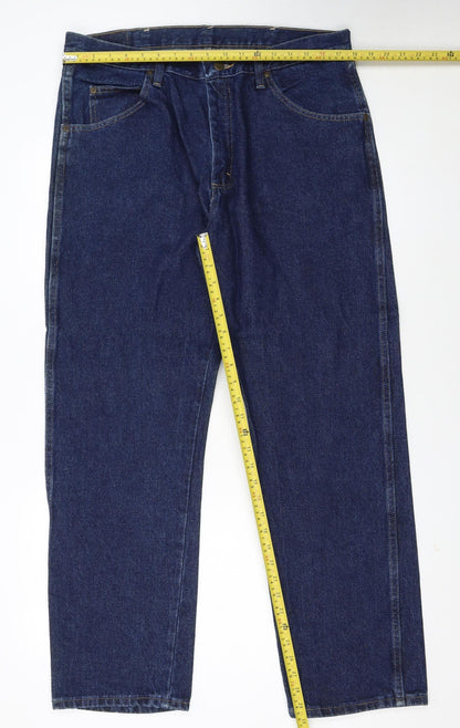 Wrangler Men's Blue Regular Fit Straight Leg Jeans 36x30