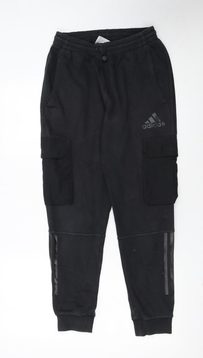 Adidas Men’s Black Cargo Jogger Trousers S Regular Fit