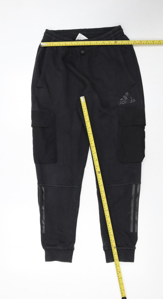 Adidas Men’s Black Cargo Jogger Trousers S Regular Fit