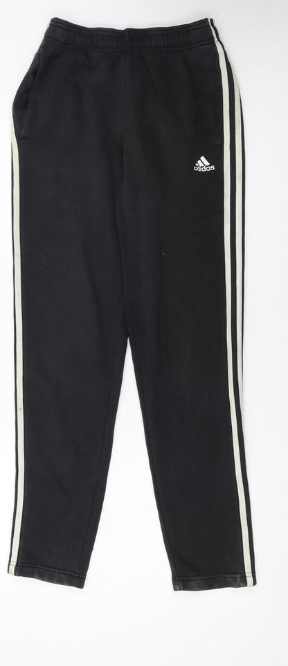 Adidas Men's Black S Jogger Trousers with White Stripes