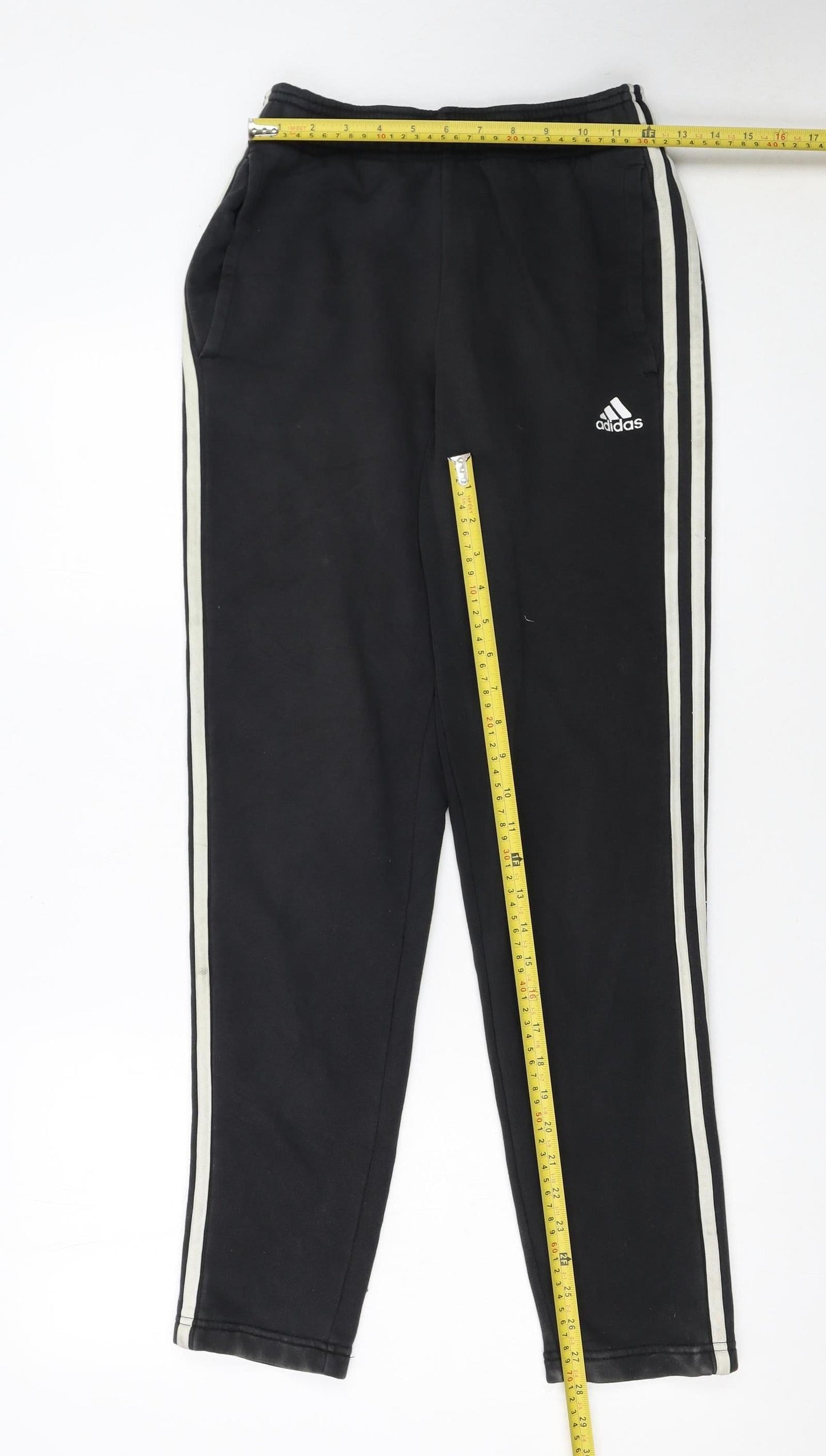 Adidas Men's Black S Jogger Trousers with White Stripes