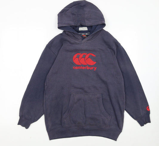 Canterbury Boys Blue Pullover Hoodie 14 Years Regular Fit Rugby Logo Sweatshirt
