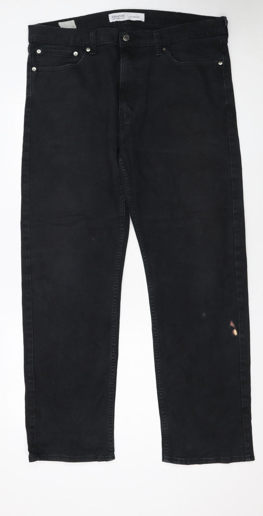 Levi Strauss & Co Men’s Black Straight Regular Fit Jeans 38x32