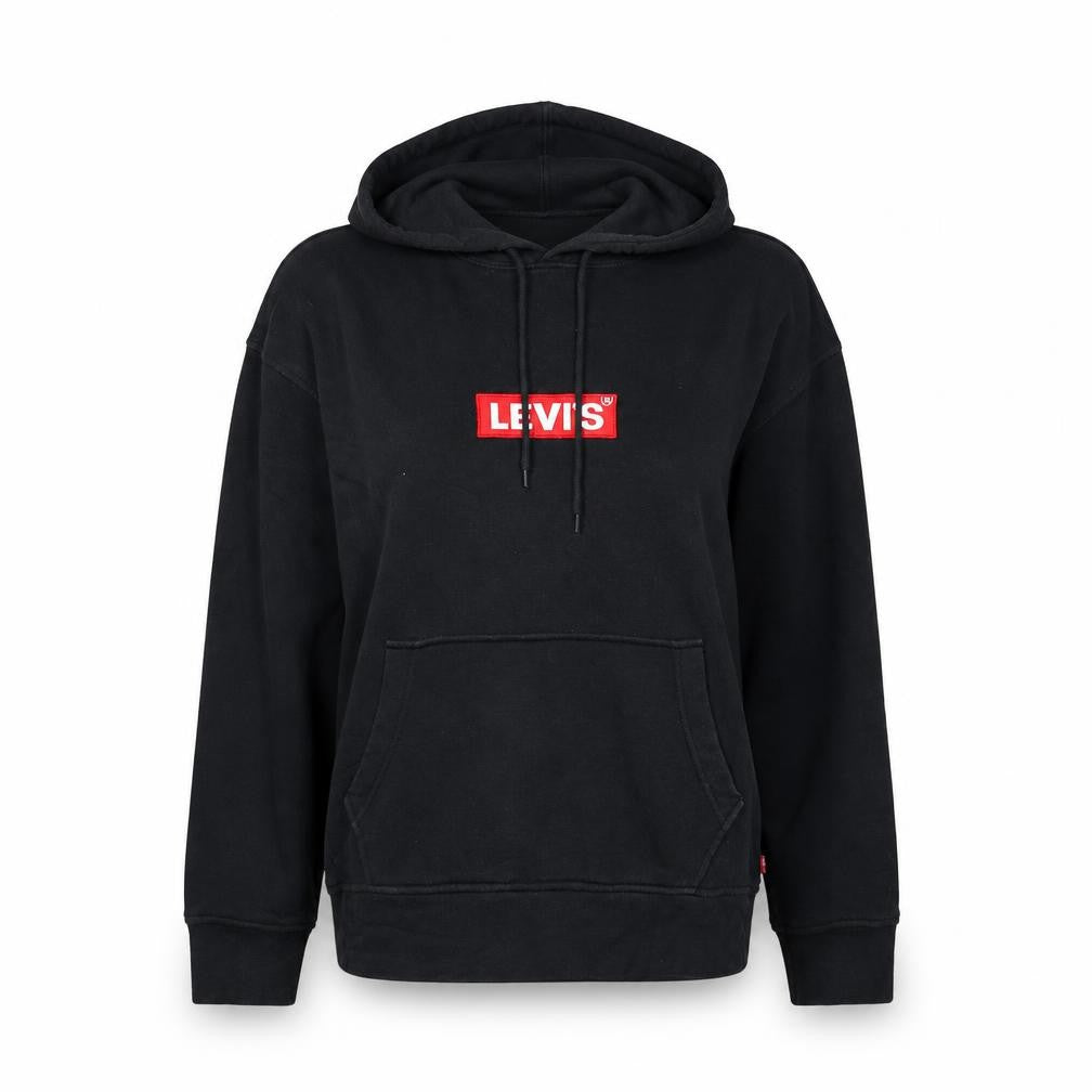 Levi's Women's Black Relaxed Pullover Hoodie Small Cotton Logo