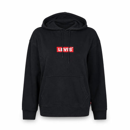 Levi's Women's Black Relaxed Pullover Hoodie Small Cotton Logo