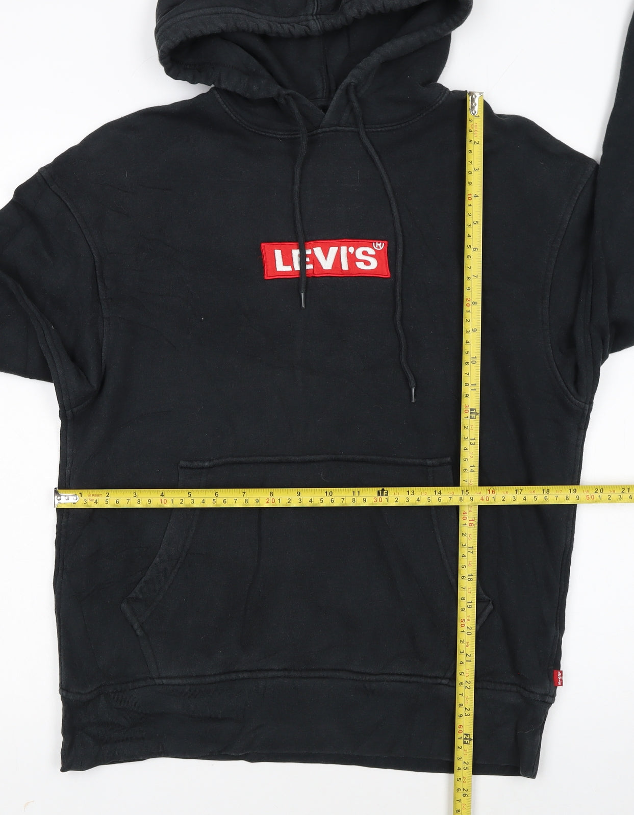Levi's Women's Black Relaxed Pullover Hoodie Small Cotton Logo