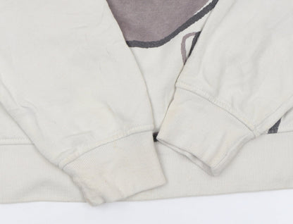 Disney Women Beige Mickey Mouse Pullover Sweatshirt Size S