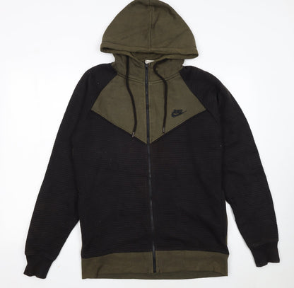 Nike Men's Green & Black Full Zip Hoodie Size L with Logo