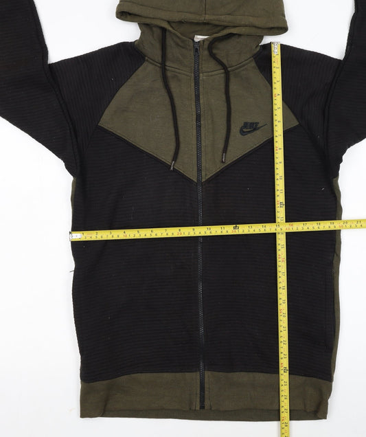 Nike Men's Green & Black Full Zip Hoodie Size L with Logo