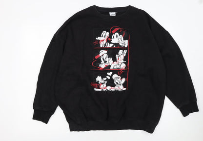 Disney Black Women's Sweatshirt Size 10/12 Mickey & Friends Graphic Pullover
