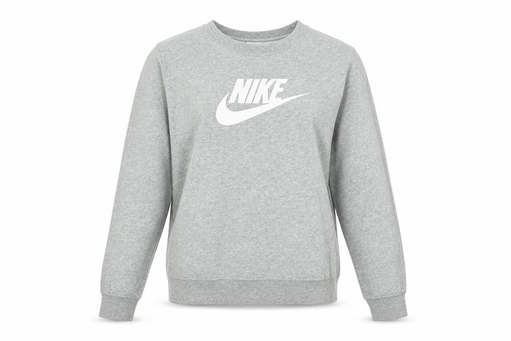 Nike Womens Grey Logo Crew Neck Pullover Sweatshirt Size S