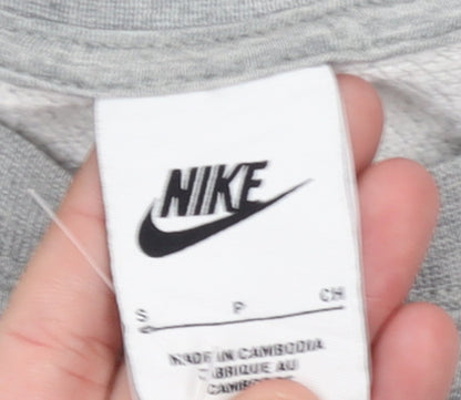 Nike Womens Grey Logo Crew Neck Pullover Sweatshirt Size S