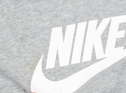 Nike Womens Grey Logo Crew Neck Pullover Sweatshirt Size S