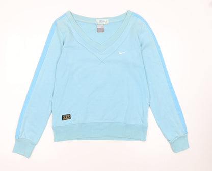 Nike Women Blue V-Neck Pullover Sweatshirt Size L 14/16