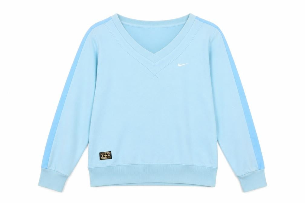 Nike Women Blue V-Neck Pullover Sweatshirt Size L 14/16