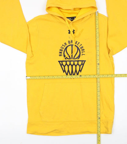Under Armour Men's Yellow Pullover Hoodie Size S Basketball Graphic