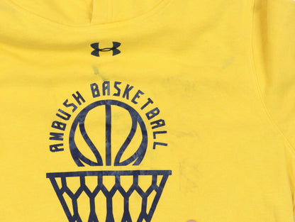 Under Armour Men's Yellow Pullover Hoodie Size S Basketball Graphic