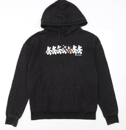 Disney Women Black 2XS Pullover Hoodie Mickey Mouse Graphic Cotton