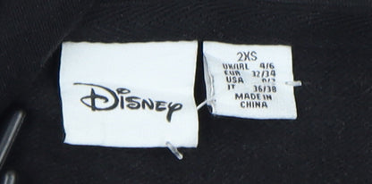 Disney Women Black 2XS Pullover Hoodie Mickey Mouse Graphic Cotton