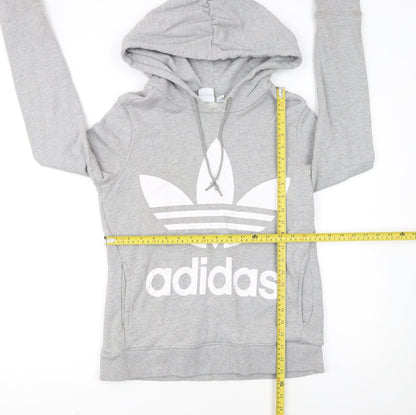 Adidas Womens Grey Hoodie XS Pullover Hooded Sweatshirt Logo