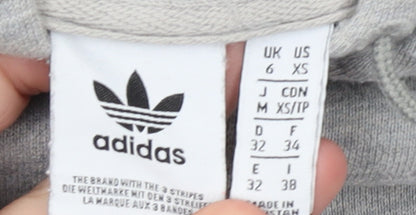 Adidas Womens Grey Hoodie XS Pullover Hooded Sweatshirt Logo