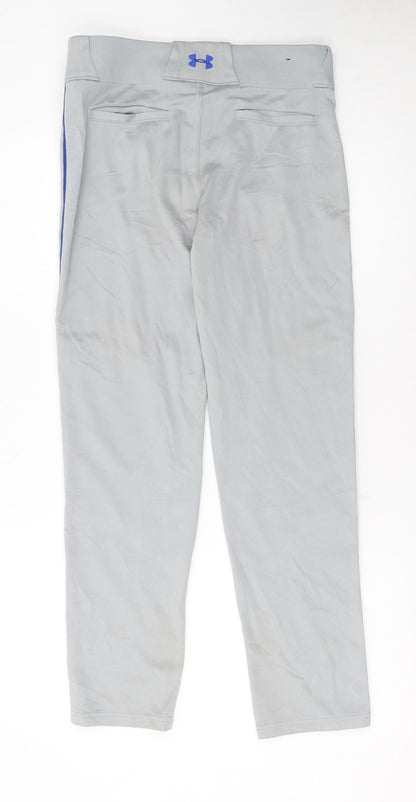 Under Armour Boys Grey XL Baseball Track Pants HeatGear