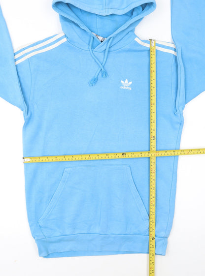 Adidas Men's Blue XS Pullover Hoodie with Logo and Pockets