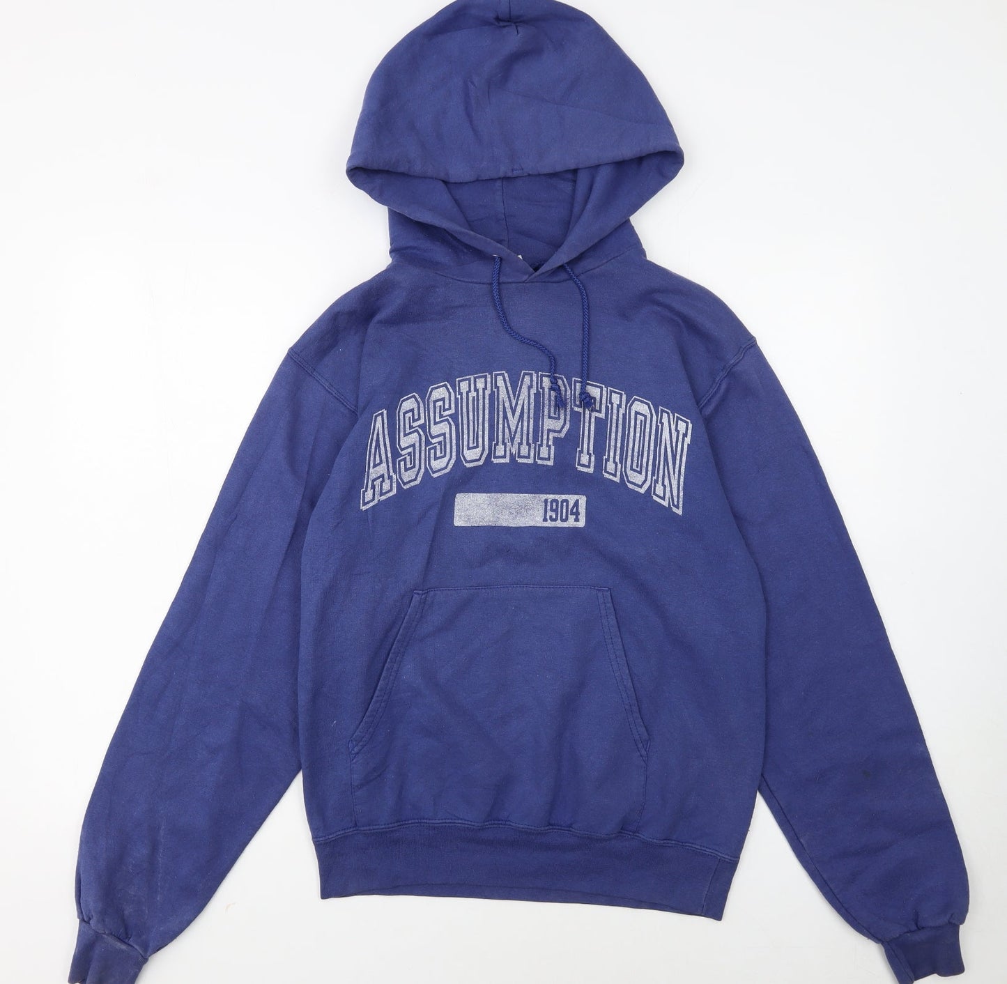 Champion Women's Blue Pullover Hoodie Small Assumption Graphic