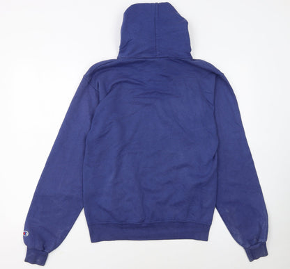 Champion Women's Blue Pullover Hoodie Small Assumption Graphic