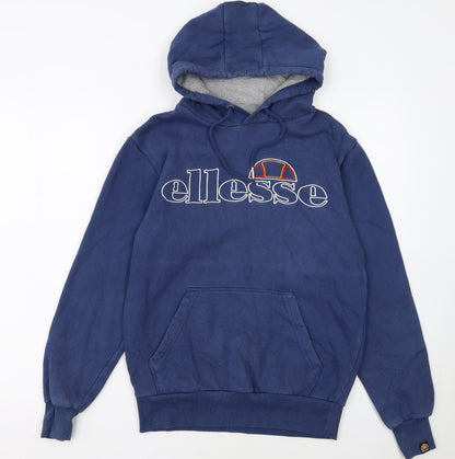 Ellesse Men's Blue Pullover Hoodie Small Embroidered Logo Fleece