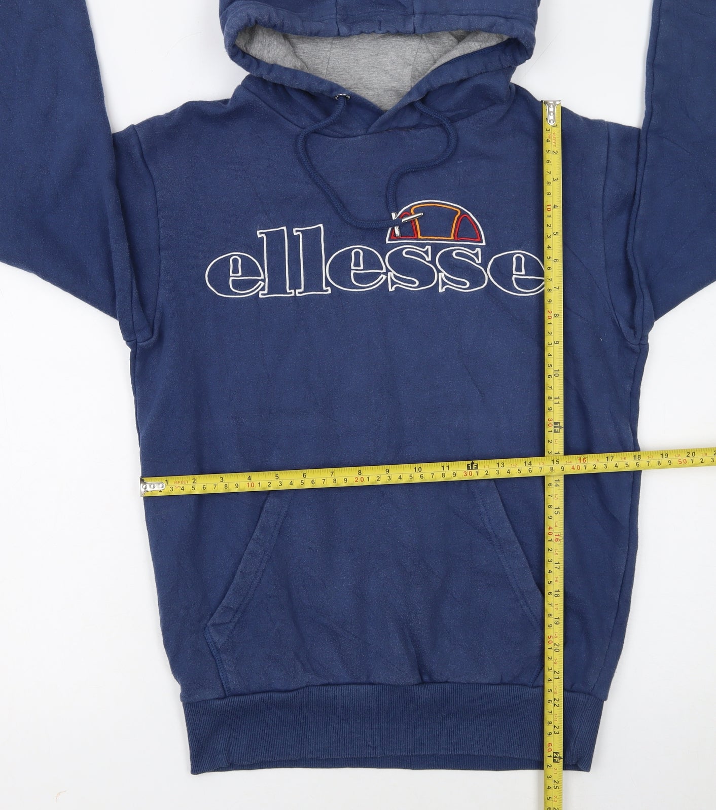 Ellesse Men's Blue Pullover Hoodie Small Embroidered Logo Fleece