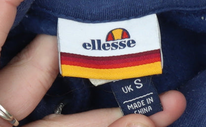 Ellesse Men's Blue Pullover Hoodie Small Embroidered Logo Fleece