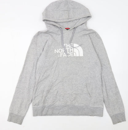 The North Face Womens Grey Pullover Hoodie Size M Logo Print