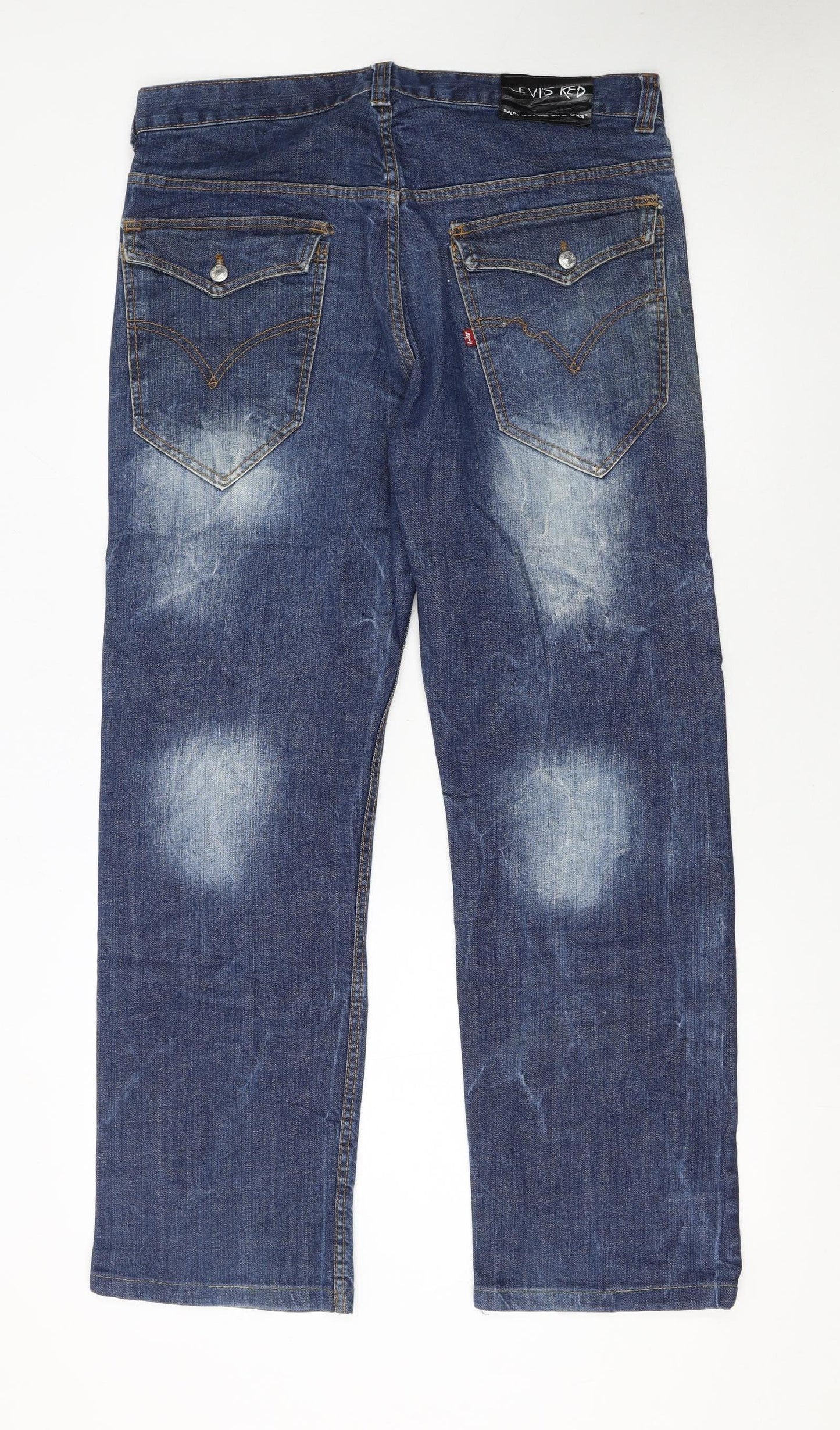 Levi's Red Men's Blue Straight Fit Denim Jeans Size 35x32
